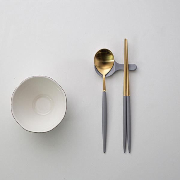 エッフェルゴールド 箸スプーン箸置き 3点セット 全8カラー 韓国