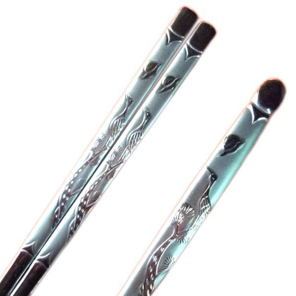 韓国箸とスプーンのセット 鶴柄 ゆうパケット送料無料 韓国食器 スジョ