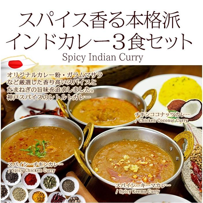 カレー レトルト スパイス香る本格派 インドカレー３食セット【180g×３品】簡易包装 送料無料｜kobe-spice｜02