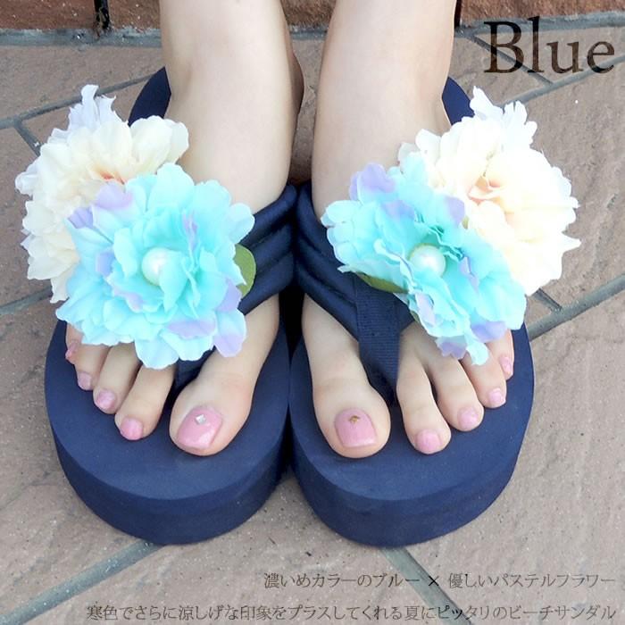 フラワーモチーフ 3連 ビーチサンダル 花柄 フラワーオブジェ コサージュ 夏 ビーサン 海水浴 ウェッジソール Kobewoshary S003 Kobe Woshary 通販 Yahoo ショッピング