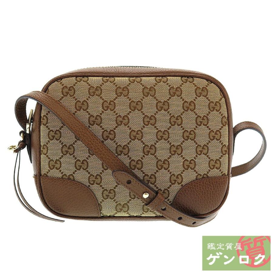 【中古】 グッチ GG 449413 ショルダーバッグ キャンバス/レザー ブラウン 茶 GUCCI【質屋】【代引き手数料無料】｜kobe78genroku