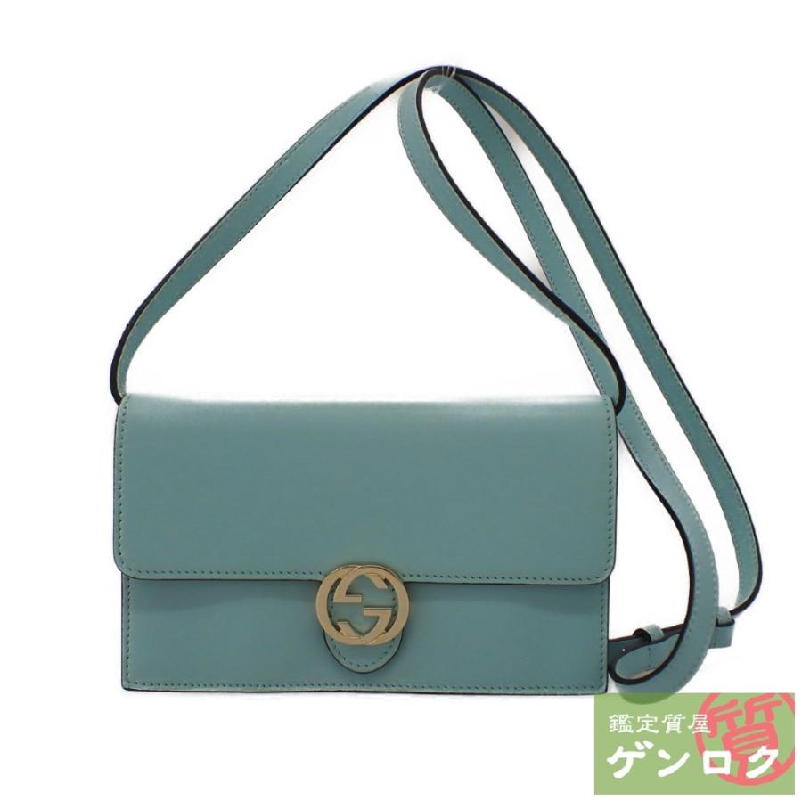 中古 水色 グッチ ショルダーウォレット 2way レザー ライトブルー 水色 ファッション 長財布 財布 帽子 ファッション小物 代引き手数料無料 質屋 鑑定質屋 Gucci クラッチバッグ ゲンロク