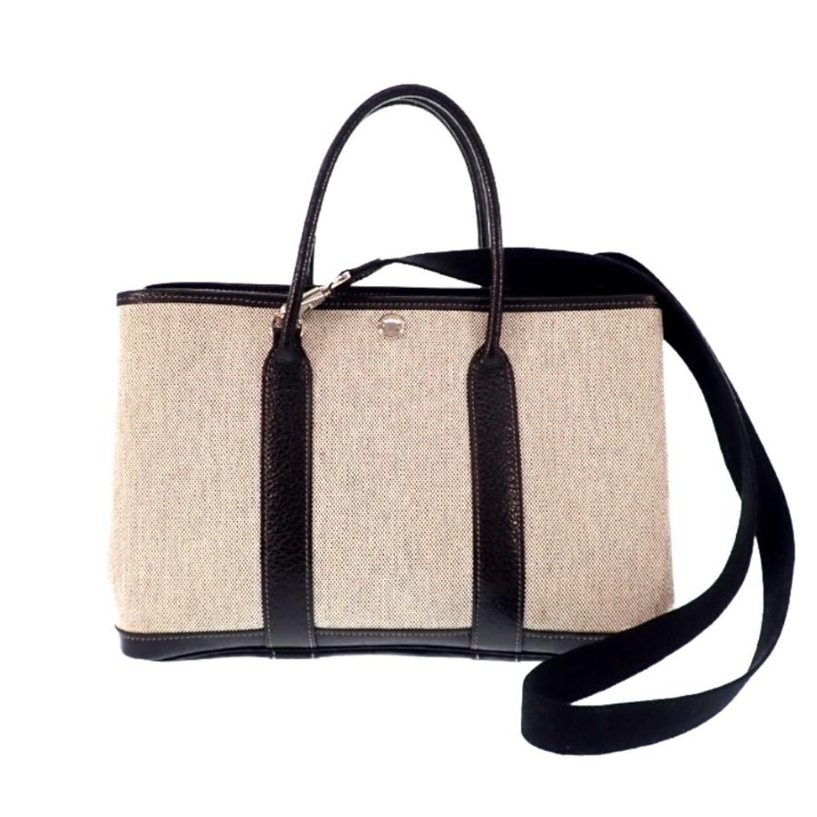 中古 エルメス ガーデンパーティtpm トワルアッシュ キャンバス グレー ブラック H刻印 トートバッグ ハンドバッグ Hermes 質屋 鑑定質屋 ゲンロク 通販 Yahoo ショッピング