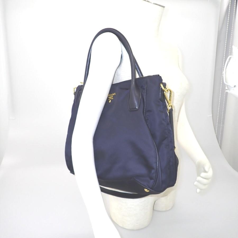 中古】プラダ トートバッグ ショルダーバッグ ナイロン ネイビー 
