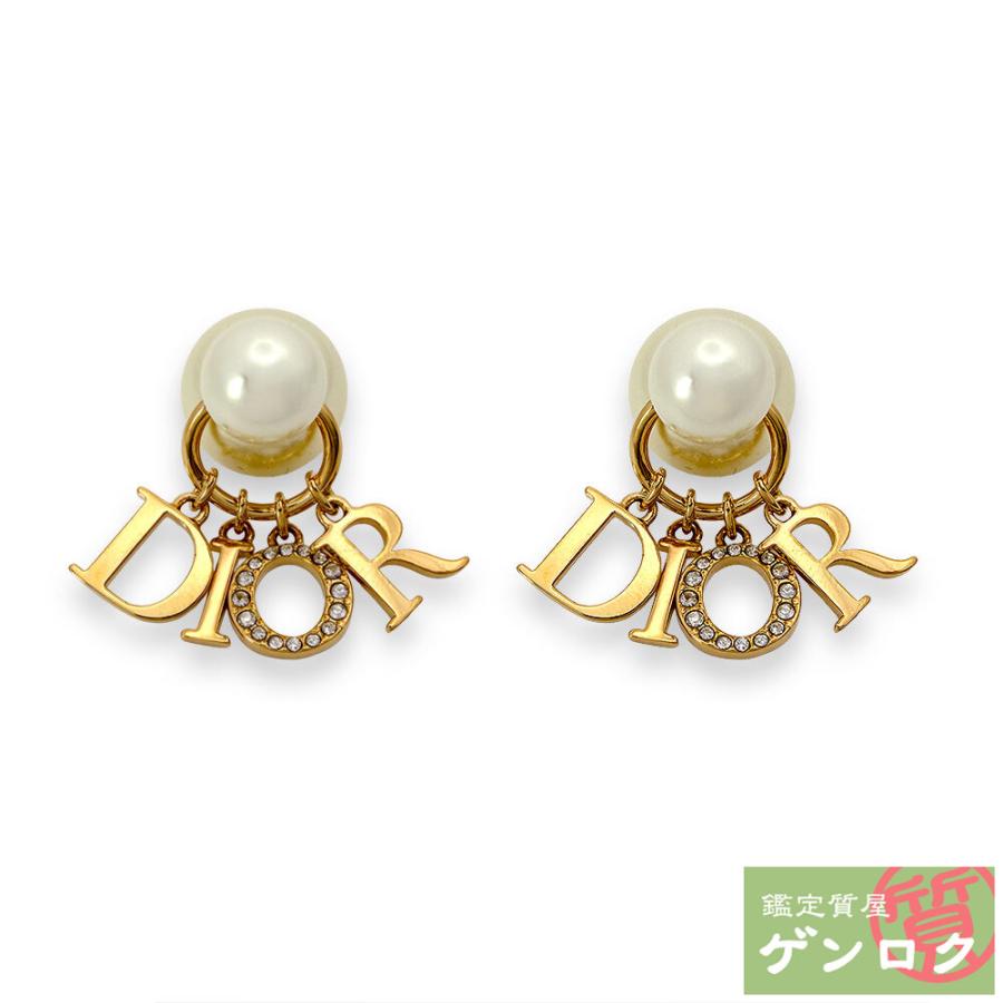 中古】 ディオール ラインストーン フェイクパール ピアス Dior【質屋