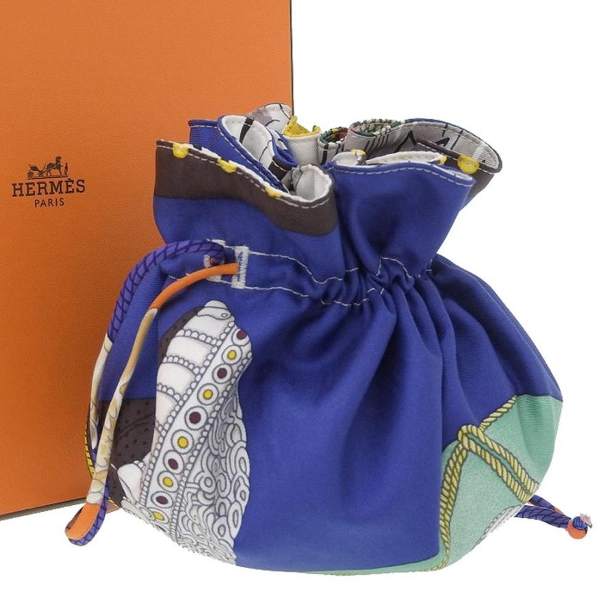 エルメス　プティアッシュ　シルク巾着ポーチ　新品未使用 HERMES 【中古】エルメス プティアッシュ 巾着ポーチ ポーチ シルク