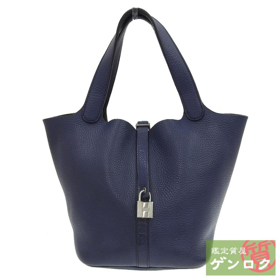 中古】HERMES エルメス ピコタンロックMM ハンドバッグ ネイビー