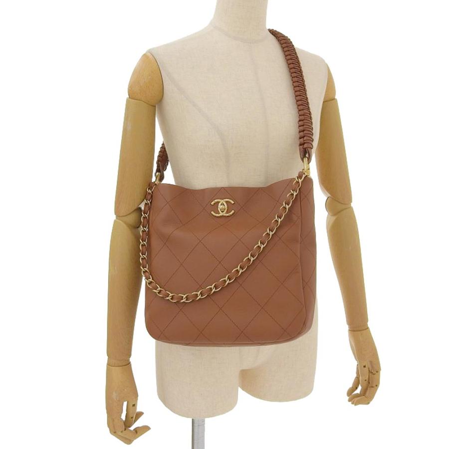 【中古】CHANEL シャネル ホーボーバッグ ショルダーバッグ トートバッグ 2WAY ブラウン レザー IDタグ レディース【質屋】の画像