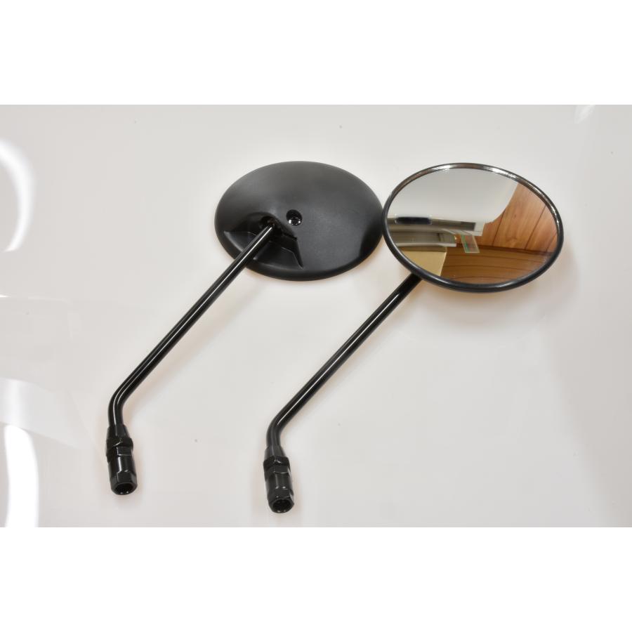 黒丸オールブラックミラー 左右セット 8mm 正ネジ ホンダ/スズキ用