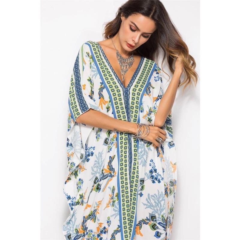 オーバーサイズ ルーズフィット ボヘミアン カフタンドレス ワンピース  