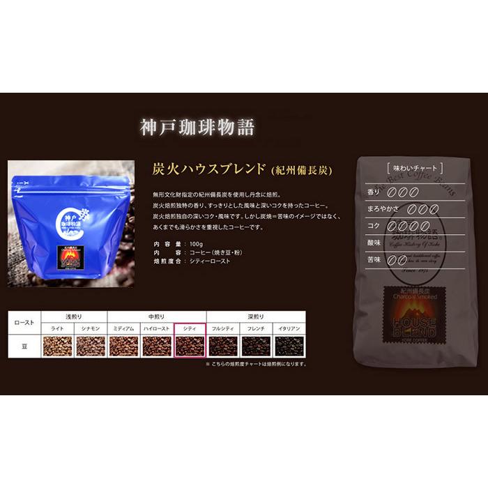神戸珈琲物語 ブルーパック 炭火ハウスブレンド (紀州備長炭) 200g 10001200 |  | 03