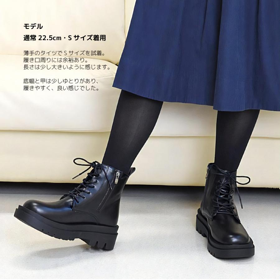レディース レースアップ 袴 ブーツ 卒業式 ショートブーツ 編み上げ ファスナー 歩きやすい 厚底 靴 カジュアル 軽量 黒 ブラック ＃5200 |  | 17