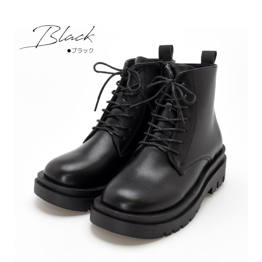 レディース レースアップ 袴 ブーツ 卒業式 ショートブーツ 編み上げ ファスナー 歩きやすい 厚底 靴 カジュアル 軽量 黒 ブラック ＃5200 |  | 03