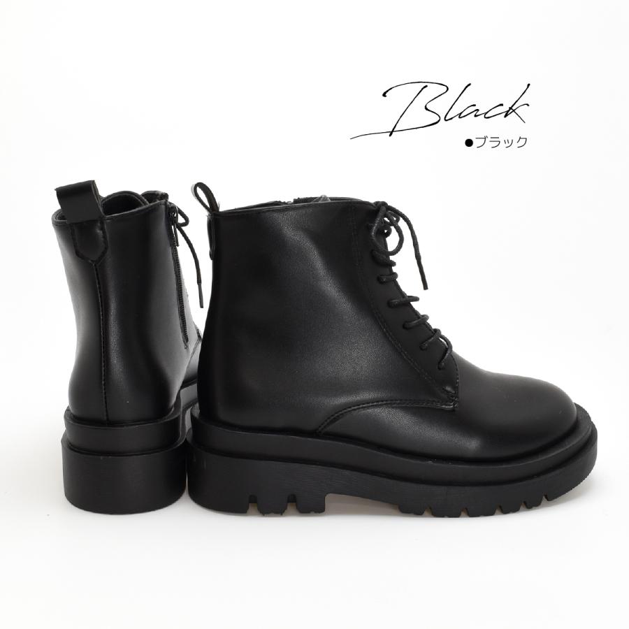 レディース レースアップ 袴 ブーツ 卒業式 ショートブーツ 編み上げ ファスナー 歩きやすい 厚底 靴 カジュアル 軽量 黒 ブラック ＃5200 |  | 05
