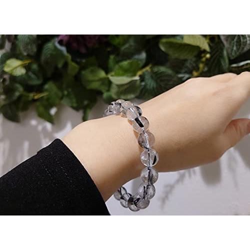 ブラックルチルクォーツ 10mm太い針の ブレスレット【15cm 16.5cm