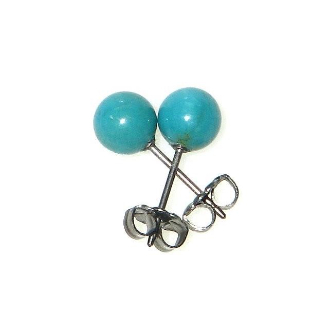 チベット産 ターコイズ (トルコ石) 6mm チタンピアス・12月 誕生石 