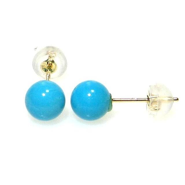 空と水の精 ターコイズ 6mm K18 ピアス ・12月 誕生石　トルコ石 天然石 メンズ レディース アクセサリー パワーストーン ジュエリー ギフトの画像