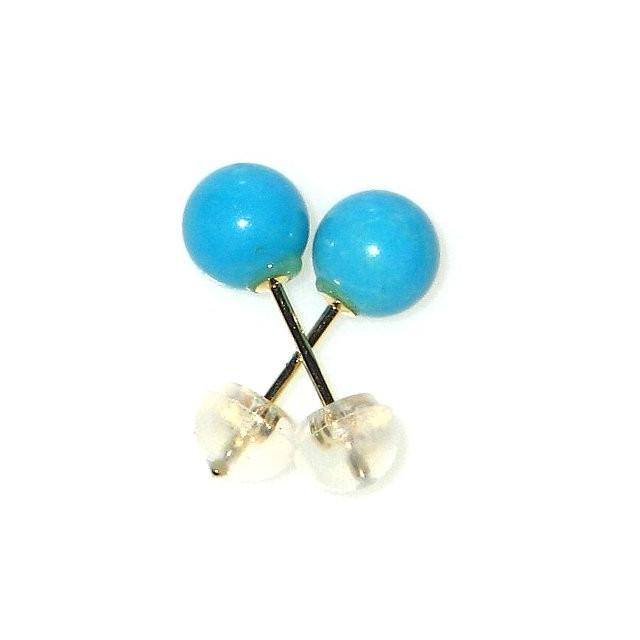 空と水の精 ターコイズ 6mm K18 ピアス ・12月 誕生石　トルコ石 天然石 メンズ レディース アクセサリー パワーストーン ジュエリー ギフトの画像