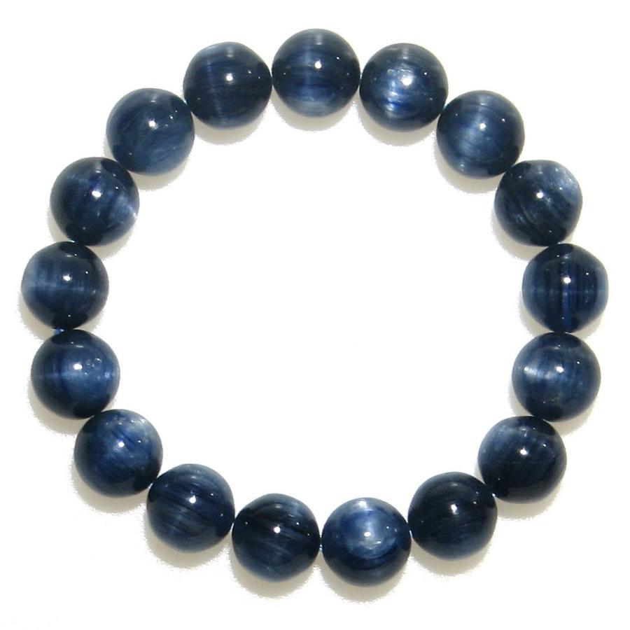 宝石級 AAA カイヤナイト 12mm キャッツアイ ブレスレット 15cm 16.5cm