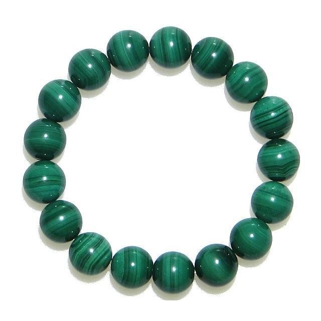 AAA 縞模様が美しい マラカイト (孔雀石) 12mm ブレスレット 12月  