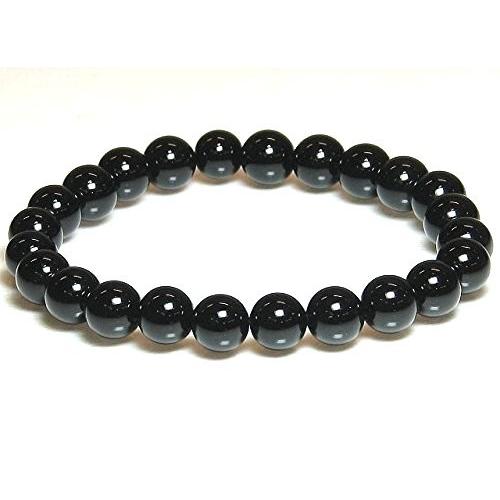 麗しいブラックオニキス 8mm ブレスレット 8月 誕生石 15cm 16.5cm