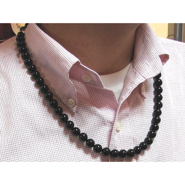 麗しい黒のオニキスネックレス 直径10mm 8月 誕生石 60cm 黒瑪瑙 