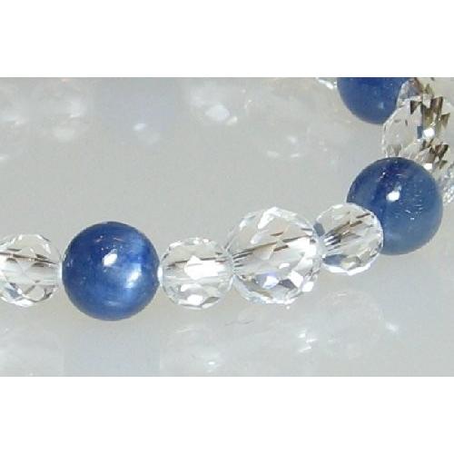 印象的ブルー AAカイヤナイト8mm&水晶ブレスレット 16.5cm 4月 10月 誕生石 天然石 メンズ レディース アクセサリー パワーストーン_2