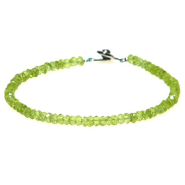 ペリドット 天然石 ボタンカット ブレスレット ペリドット ボタンカット 4mm ブレスレット 8月 誕生石 15cm 16.5cm