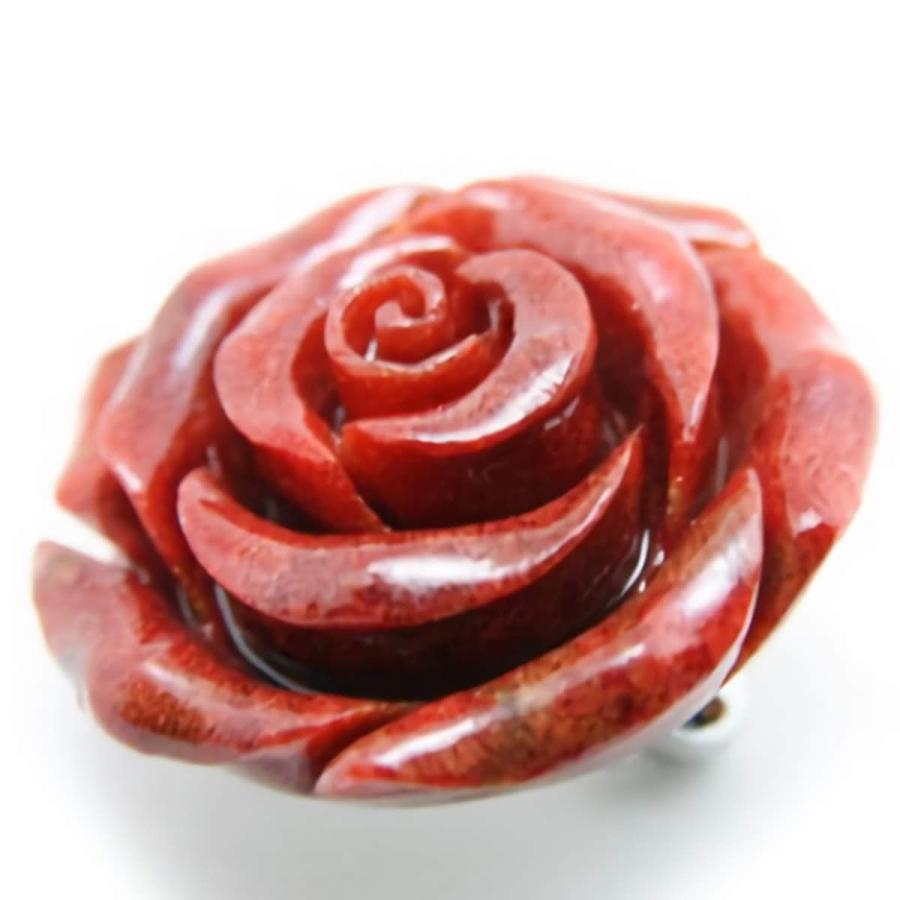 薔薇のアフリカンコーラル（スポンジ珊瑚） ブローチ 直径35mm 3月 誕生石 ギフト 数珠 念珠 天然石 ジュエリー｜kobehokodo