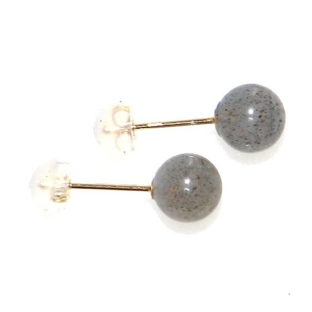 AA ラブラドライト 6mm K18 ピアス  天然石 数珠 アクセサリー ジュエリー パワーストーン メンズ レディースの画像
