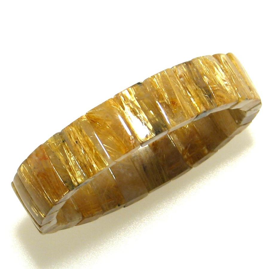 5A 極太 タイチンルチルクォーツ バングル ブレスレット 18cm 4月