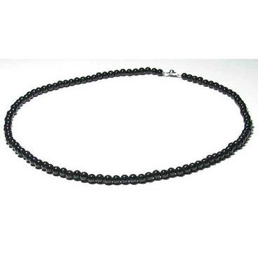 AA ブラックトルマリン 6mm ネックレス 60cm 10月 誕生石 電気石 歓喜 希望 友情 天然石 数珠 アクセサリー