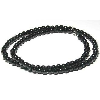 AA ブラックトルマリン 6mm ネックレス 60cm 10月 誕生石 電気石 歓喜 希望 友情 天然石 数珠 アクセサリーの画像