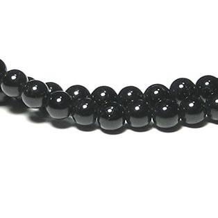 AA ブラックトルマリン 6mm ネックレス 60cm 10月 誕生石 電気石 歓喜 希望 友情 天然石 数珠 アクセサリーの画像