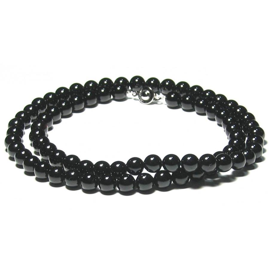高級AAグレード ブラックトルマリン ネックレス 8mm / 60cm 電気