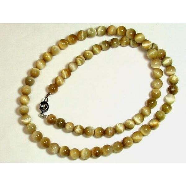 ゴールデンタイガーアイ 8mm / 60cm ネックレス 10月 誕生石 虎目石 