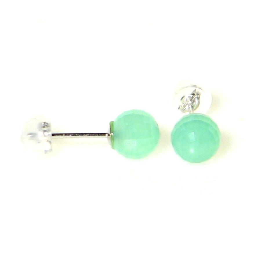 AA クリソプレーズ 6mm ラウンドカット K14WG (ホワイトゴールド  