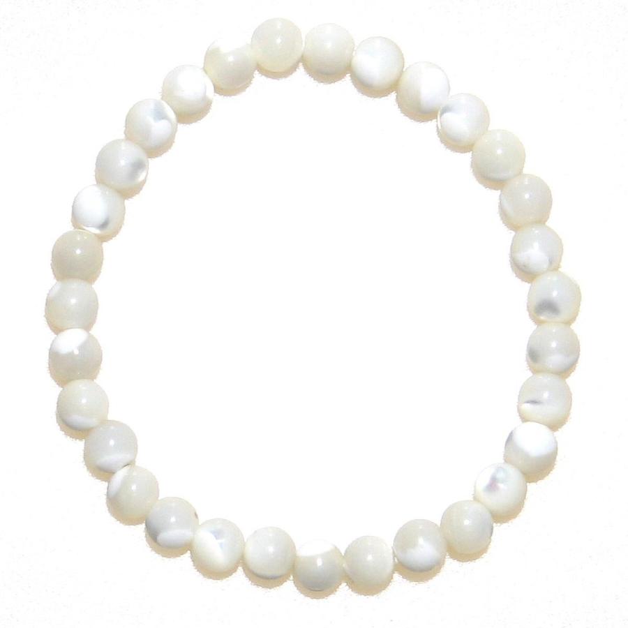 真珠の光 可愛いマザーオブパール 6mm ブレスレット 15cm 16.5cm 18cm 