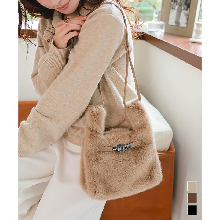 バッグ レディース ファーバッグ 40代 50代 ショルダーバッグ 2way ふわふわ もこもこ ショルダーベルト B1663 | KOBE LETTUCE