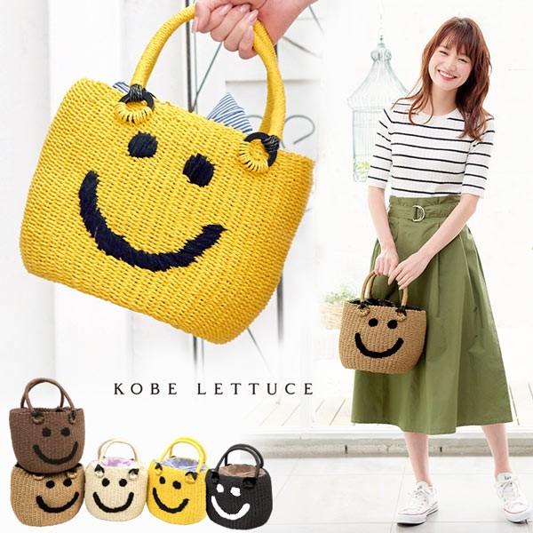 かごバッグ カゴ バッグ スマイル 刺繍 通勤バッグ ミニトートバッグ レディースb964 神戸レタスkobelettuce 通販 Paypayモール