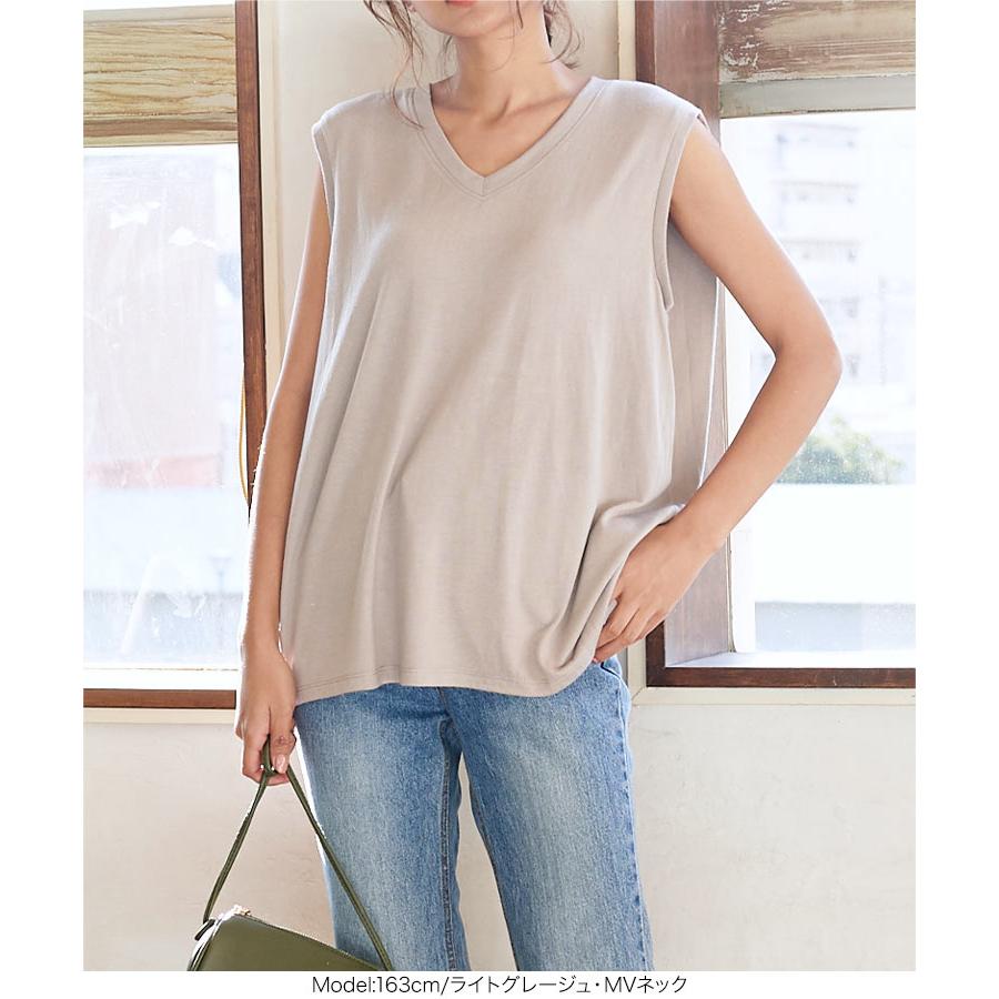 タンクトップ レディース ノースリーブ インナー Vネック 夏 タック 40代 50代 C2322 | KOBE LETTUCE | 10