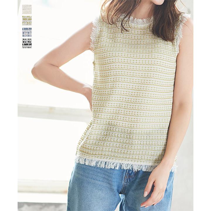 KOBE LETTUCE（神戸レタス） トップス レディース フリンジ ツイード風