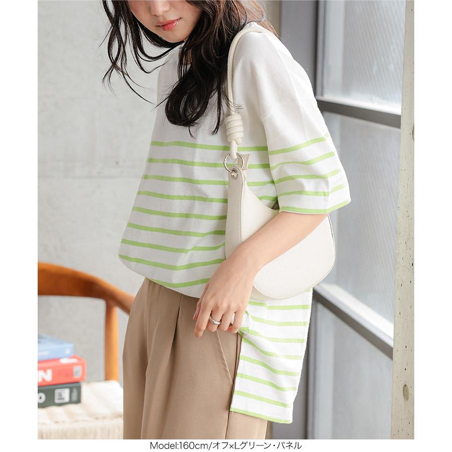 Tシャツ カットソー 半袖 レディース 夏 ボーダー チュニック トップス コットンゆったり 綿 春夏 C4631 | KOBE LETTUCE | 11