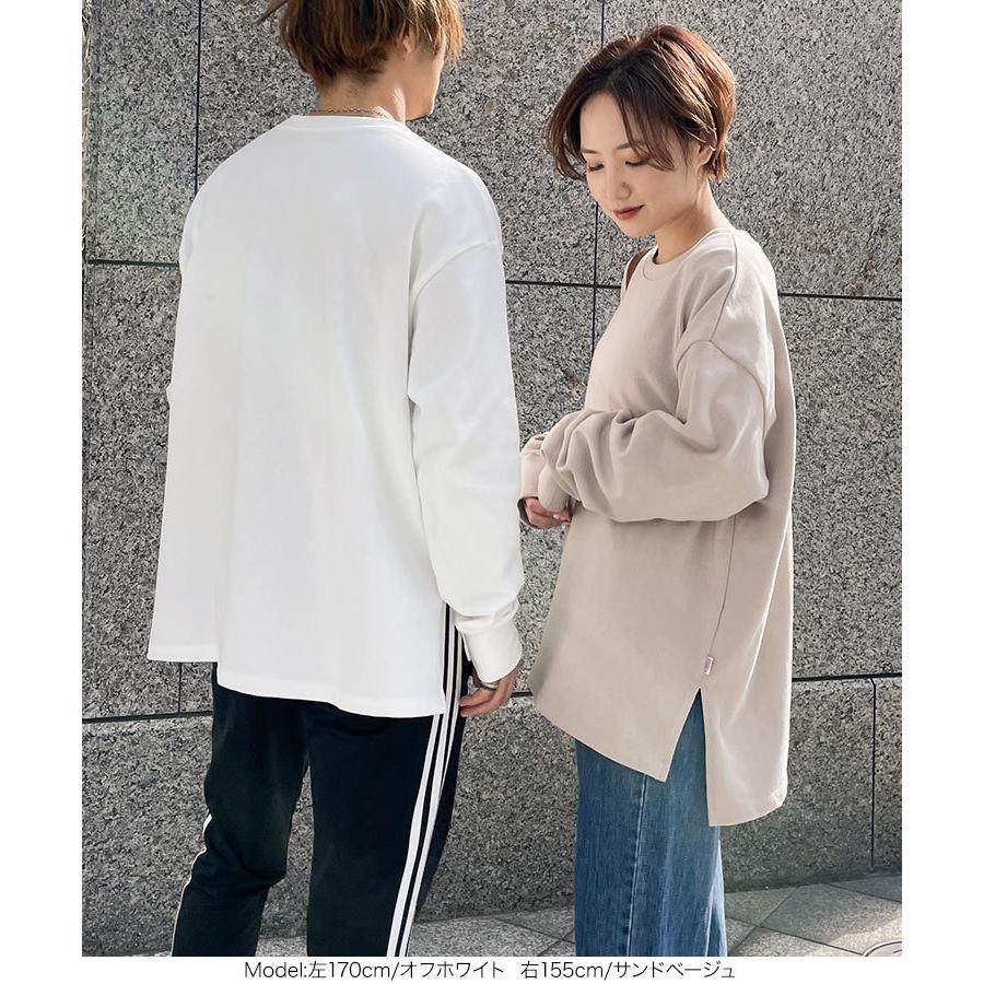トップス Ｔシャツ 長袖 ユニセックス サイドスリット クルーネック USAコットン ロンＴ 無地 レディース メンズ C4918 | KOBE LETTUCE | 17