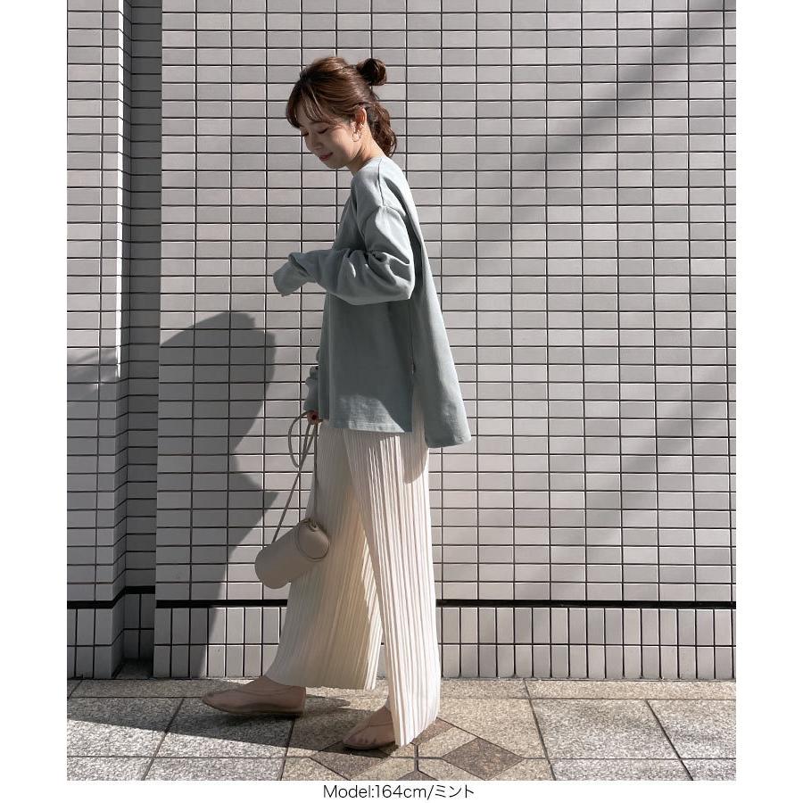 トップス Ｔシャツ 長袖 ユニセックス サイドスリット クルーネック USAコットン ロンＴ 無地 レディース メンズ C4918 | KOBE LETTUCE | 19