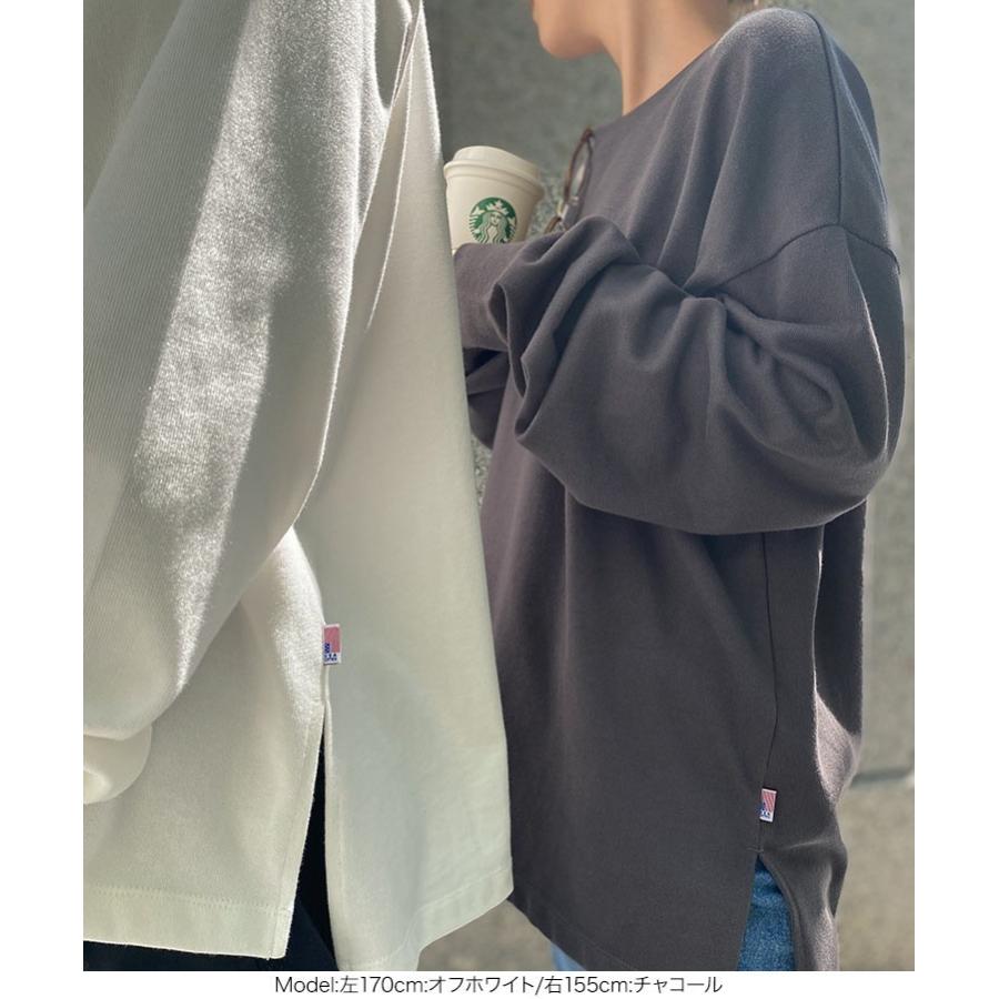 トップス Ｔシャツ 長袖 ユニセックス サイドスリット クルーネック USAコットン ロンＴ 無地 レディース メンズ C4918 | KOBE LETTUCE | 20