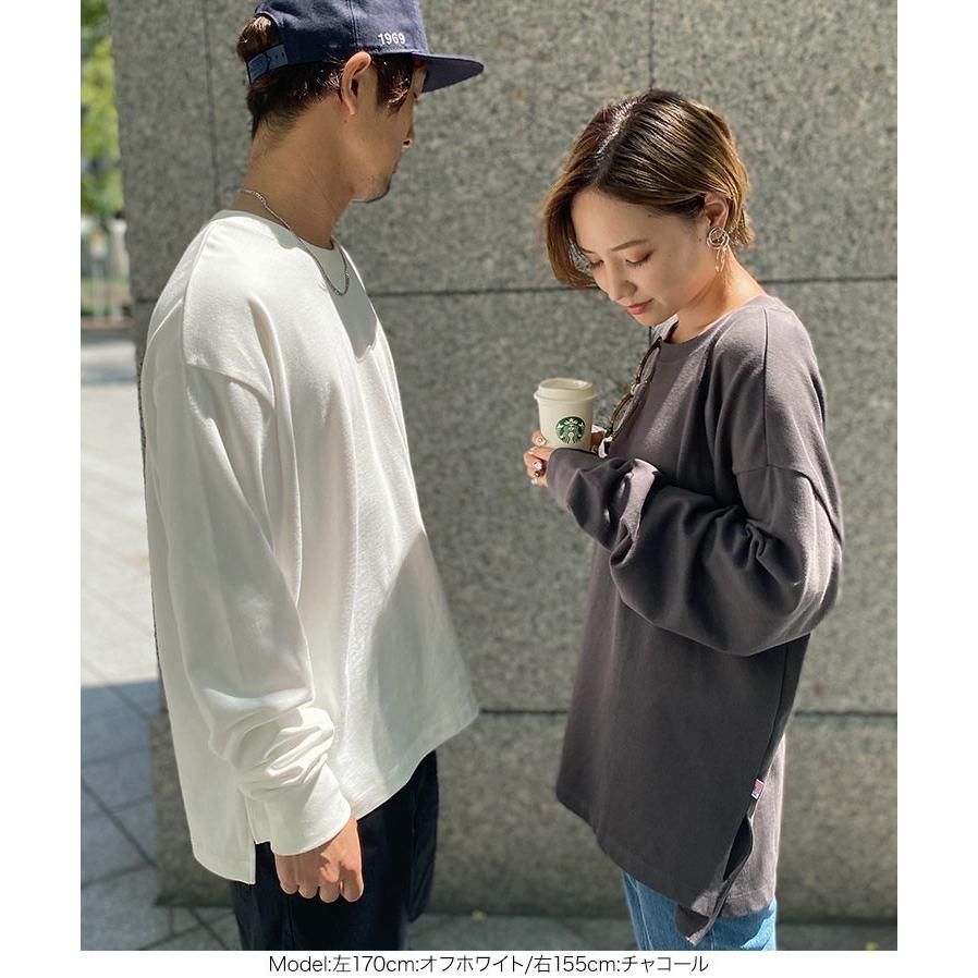 トップス Ｔシャツ 長袖 ユニセックス サイドスリット クルーネック USAコットン ロンＴ 無地 レディース メンズ C4918 | KOBE LETTUCE | 21