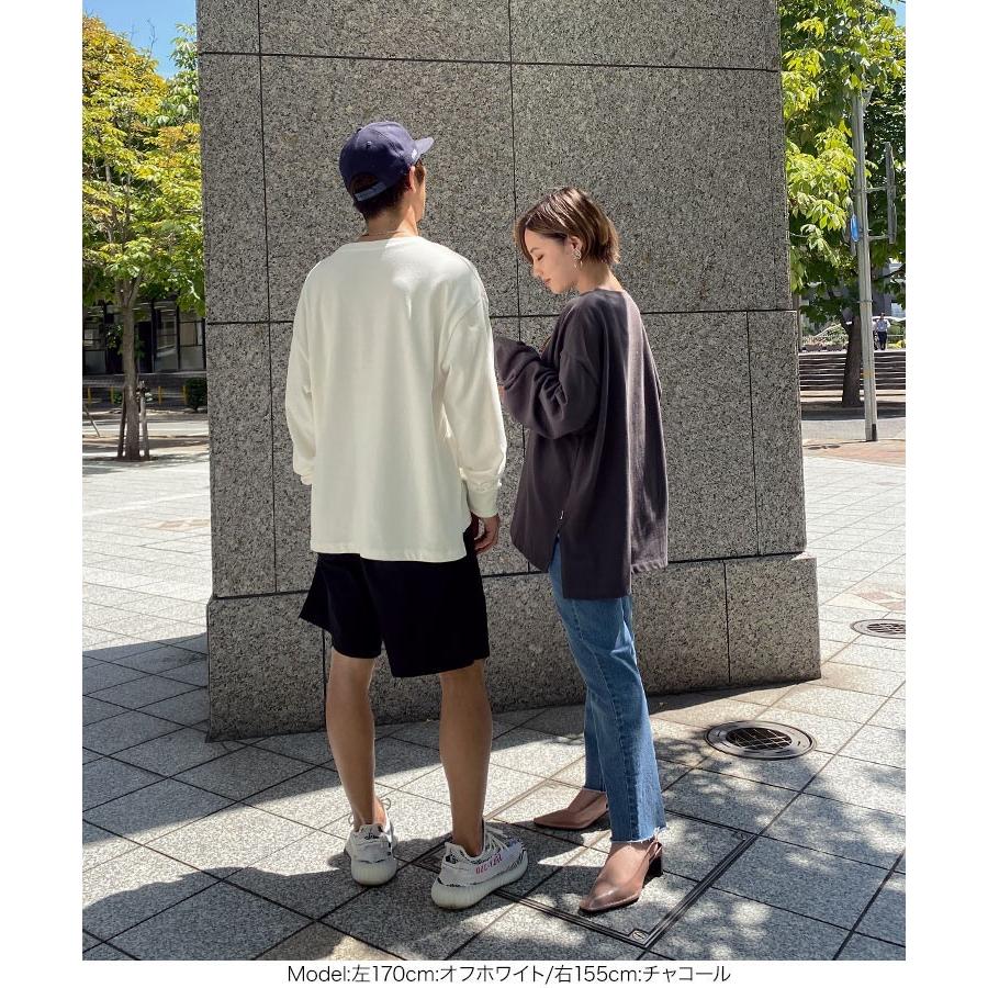 トップス Ｔシャツ 長袖 ユニセックス サイドスリット クルーネック USAコットン ロンＴ 無地 レディース メンズ C4918 | KOBE LETTUCE | 22