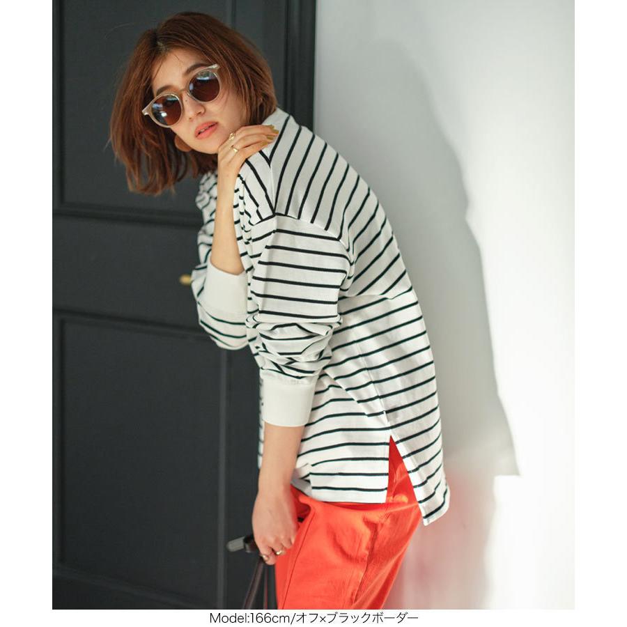 トップス Ｔシャツ 長袖 ユニセックス サイドスリット クルーネック USAコットン ロンＴ 無地 レディース メンズ C4918 | KOBE LETTUCE | 24