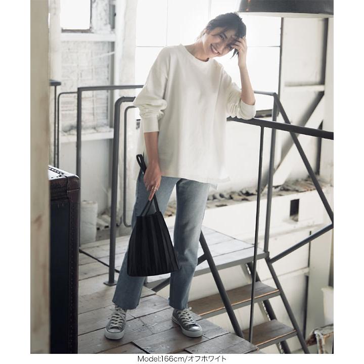 トップス Ｔシャツ 長袖 ユニセックス サイドスリット クルーネック USAコットン ロンＴ 無地 レディース メンズ C4918 | KOBE LETTUCE | 11